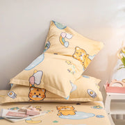 Cotton Cute Tiger Bed Sheet Set Cartoon Flat Sheet with 2 Pillow Sham Twin Soft Comfortable Kawaii Rainbow Star Print Bed Cover