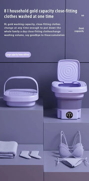 8L Portable Washing Machine Student Dormitory Underwear Socks Mini Cleaning Machine Small Folding Laundry Bucket Washing Machine