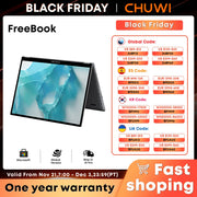 CHUWI FreeBook 2-in-1 laptop-tablet, 512 GB SSD 12 GB LPDDR5, Intel N100/i3 1215U 13,5" IPS FHD-scherm WIFI 6, Windows 11-laptops