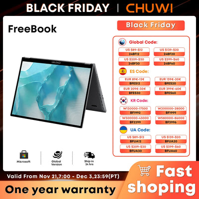 CHUWI FreeBook 2-in-1 Laptop Tablet,512GB SSD 12GB LPDDR5,Intel N100/i3 1215U 13.5" IPS FHD Display WIFI 6,Windows 11 Laptops