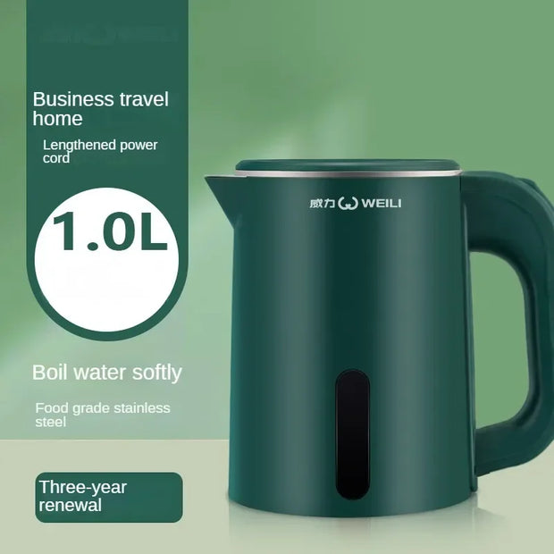 Portable Electric Kettle Insulated 1000ml  220V Double Layer Stainless Steel Fast Water Boiler for Travel