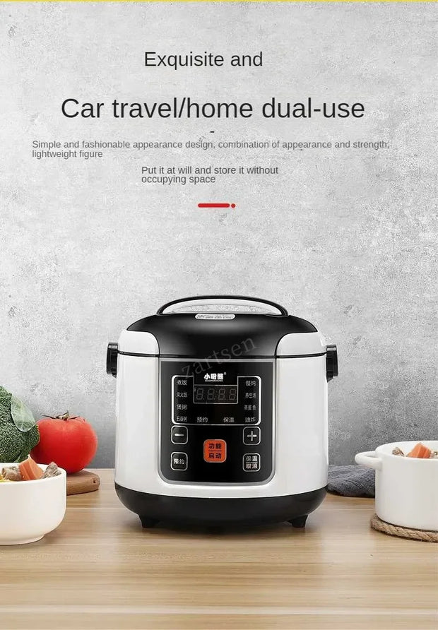 12V 24V Mini Rice Cooker Car Truck Soup Porridge Cooking Machine Food Steamer Heating Lunch Box Meal Heater Warmer 2L