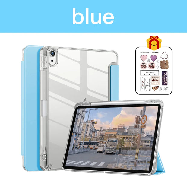 Case for iPad 7th 8th 9th 10.2 Cover Transparent with Pencil Holder Tablet Case for iPad Air 4 5 10.9 5th 6th 9.7 Pro 12.9 funda