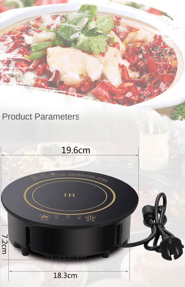 220V Compact Round Induction Cooker for Small Hot Pot, 800W Embedded Mini Single-Person Commercial Hot Pot Electric Stove