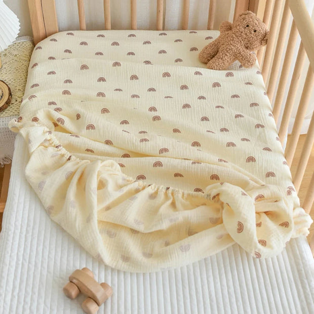 Cotton Gauze Baby Fitted Sheet 60x120/70x130CM Printed Mattress Cover Bedcover Newborn Cot Crib Bedsheet Children Bedding Set