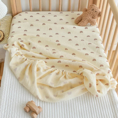 Cotton Gauze Baby Fitted Sheet 60x120/70x130CM Printed Mattress Cover Bedcover Newborn Cot Crib Bedsheet Children Bedding Set