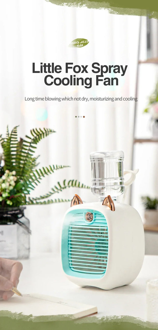 Portable USB Mini Air Cooler Fan Water Cooling Fan with 3 Speed 2 Modes Spray Humidifier Purifier for Car Home