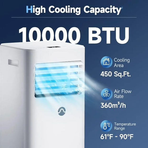 Portable Air Conditioners, 10000 BTU Portable AC for Room up to 450 Sq. Ft., 3-in-1 AC Unit, Dehumidifier & Fan