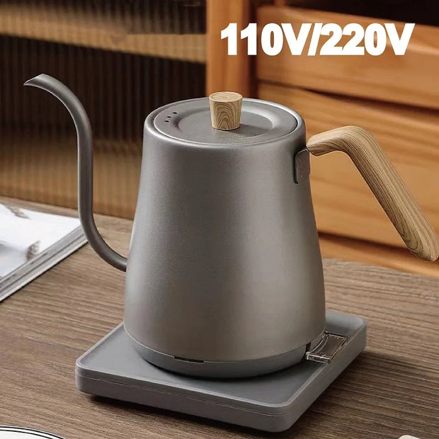 110V/220V Electric Kettle Hand Brew Coffee Pot Slender Mouth Pot Gooseneck Jug Teapot Home 304 Stainless Steel Kettle 1000W