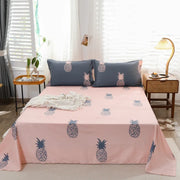 Kawaii Cartoon Pig Flat Sheet Twin Queen for Boy Girl Teen Room Decor Pink Bed Sheet Set 100% Cotton Bed Cover with 2 Pillowcase