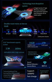 Thunderbobt Hunter 15 15.6inch 2.5K 165Hz I9-14900HX RTX4060-140W  204 nuovo DDR5 WIFI6 Game laptop