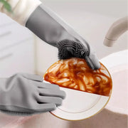 Dishwashing Cleaning Gloves Magic Silicone Rubber Dish Washing Gloves for Household Sponge Scrubber Kitchen Cleaning Tools