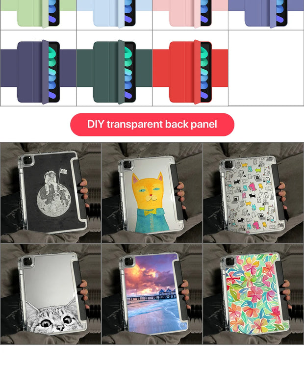 Case for iPad 7th 8th 9th 10.2 Cover Transparent with Pencil Holder Tablet Case for iPad Air 4 5 10.9 5th 6th 9.7 Pro 12.9 funda