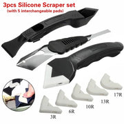 3pcs Set Silicone Scraper Caulking Grouting Tool Sealant Finishing Cleaning Kit Kitchen Window Cleaner Scraper Set Remover