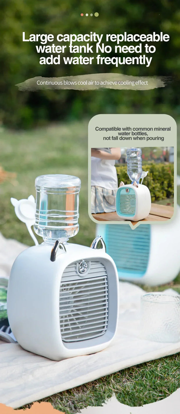 Portable USB Mini Air Cooler Fan Water Cooling Fan with 3 Speed 2 Modes Spray Humidifier Purifier for Car Home