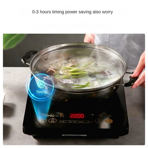 High Power Midea Induction Cooker for Home 2200W WH2202 with Durable Panel and One-click Stir-fry 220V