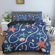 Starfish Seashell Duvet Cover Pillow Cases Bedding Set King Queen Twin Single Size Bed Set with Pillowcase No Sheet