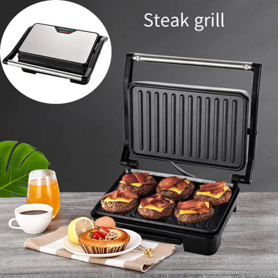 750W Home Kleine Braadstukmachine Hamburger Elektrische Wafel Sandwich Maker Anti-aanbakoppervlak Grill Broodrooster Ontbijtmachine