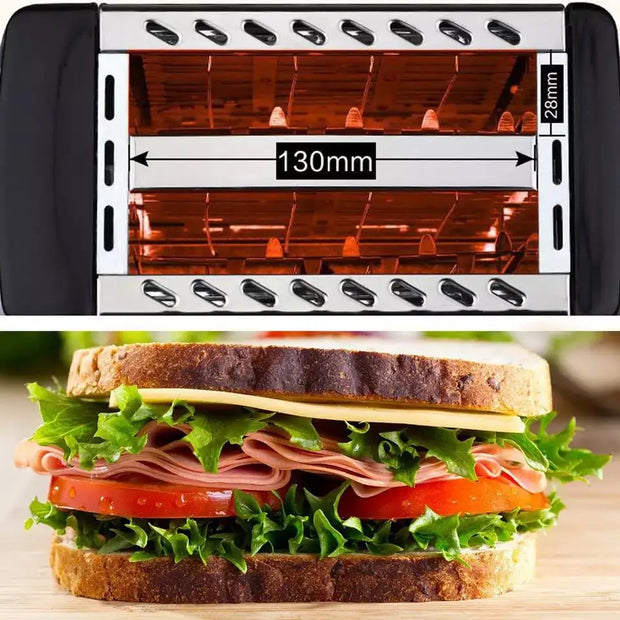 Stainless Steel Bread Toaster, 6 Levels Roasting Sandwich Pills with Vertical Stop Button, 750W, Power Adjustable Thermostat, 2 Slices, Kitchen Appliances, Electric Machine