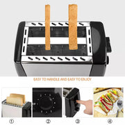 Stainless Steel Bread Toaster, 6 Levels Roasting Sandwich Pills with Vertical Stop Button, 750W, Power Adjustable Thermostat, 2 Slices, Kitchen Appliances, Electric Machine