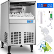 VEVOR Commercial Cube Ice Maker with Water Drain Pump 40/50/60/70 KG/24H Freestanding Auto Clean Liquid Freezer Home Appliance