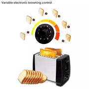 Stainless Steel Bread Toaster, 6 Levels Roasting Sandwich Pills with Vertical Stop Button, 750W, Power Adjustable Thermostat, 2 Slices, Kitchen Appliances, Electric Machine