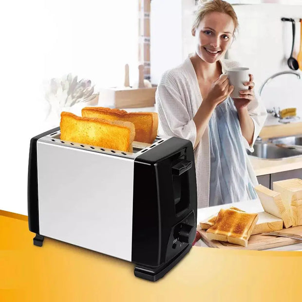 Stainless Steel Bread Toaster, 6 Levels Roasting Sandwich Pills with Vertical Stop Button, 750W, Power Adjustable Thermostat, 2 Slices, Kitchen Appliances, Electric Machine