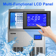 VEVOR Commercial Cube Ice Maker with Water Drain Pump 40/50/60/70 KG/24H Freestanding Auto Clean Liquid Freezer Home Appliance