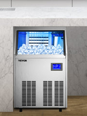 VEVOR Commercial Cube Ice Maker with Water Drain Pump 40/50/60/70 KG/24H Freestanding Auto Clean Liquid Freezer Home Appliance